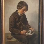 Franz von Lenbach: "Brotsuppe essender Bub", 1857