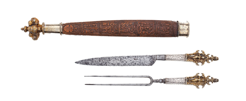 Besteckköcher mit Messer und Gabel der Maria Zuberin, Schweiz (?), 1590